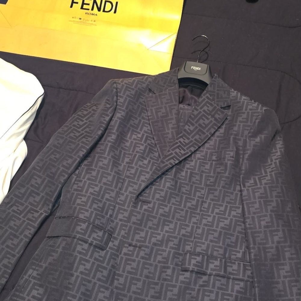Auth Fendi Black Monogram Suit MENS